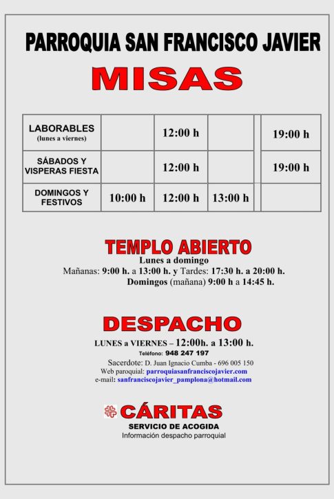 INFORMACIÓN MISAS 2026-2027